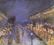 Camille Pissarro The Boulevard Montmartre at Night oil painting artist